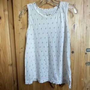 CURRENT/ELLIOTT Muscle Tee Pistachio Green Cute Cactus Distressed White Tank XS